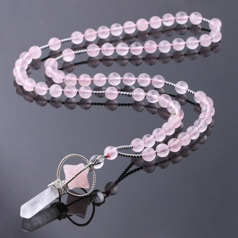 White Crystal Pillar Natural Stone Necklace Jewerly